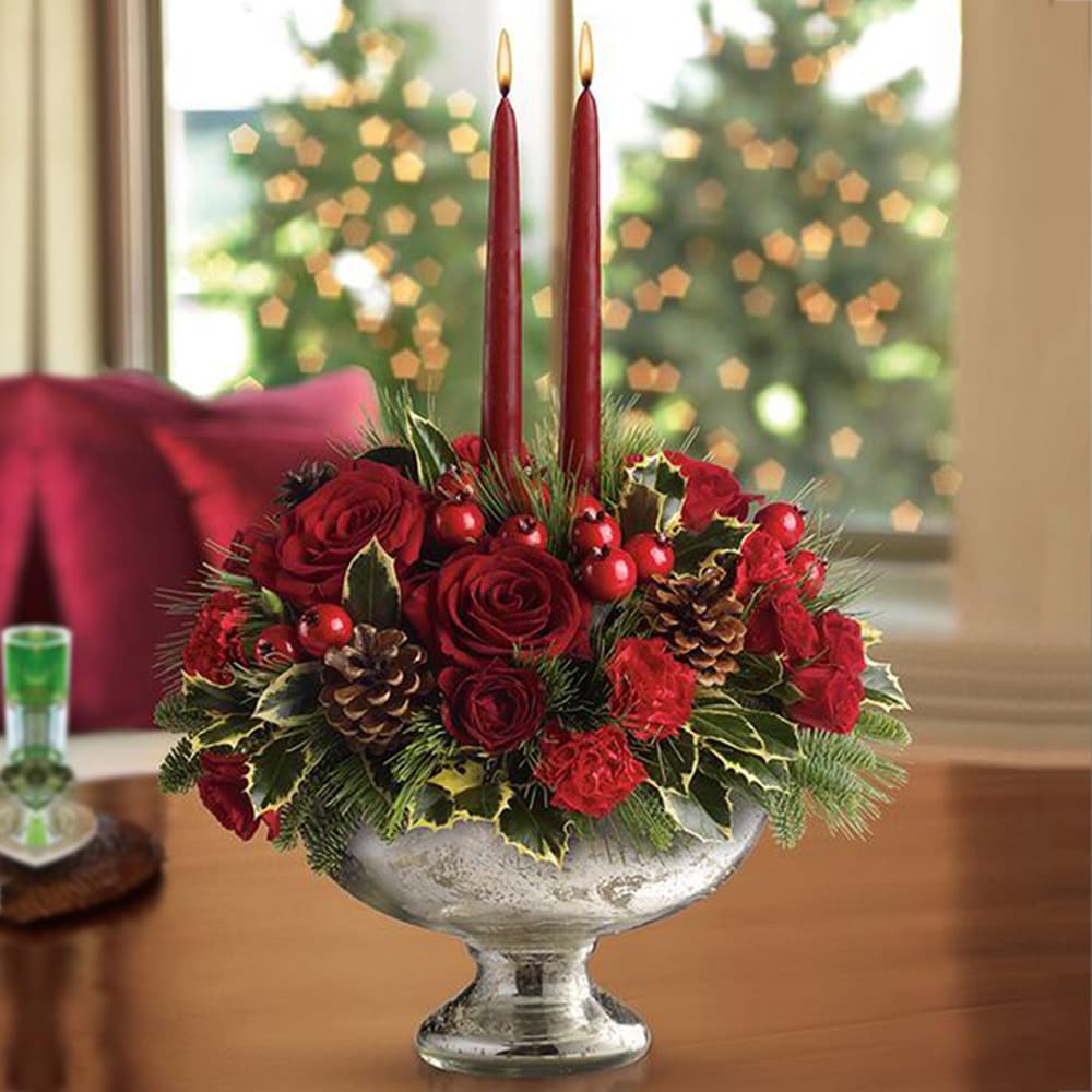 Red and Green Christmas Centerpiece